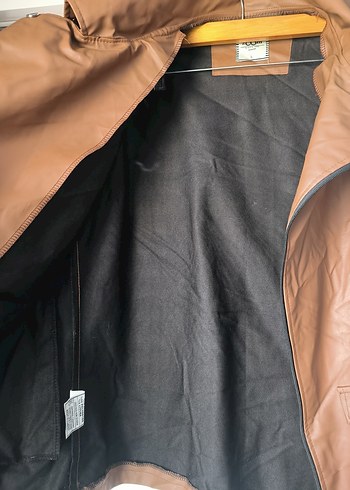 Kahverengi / taba Kemerli Biker Deri Ceket - Görsel 7