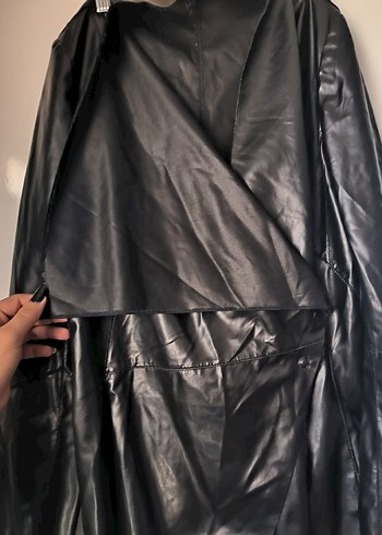 Siyah Dökümlü Deri Kadın Ceket - Görsel 7