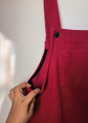 Kırmızı Midi Kısa Tulum/salopet - Görsel 2