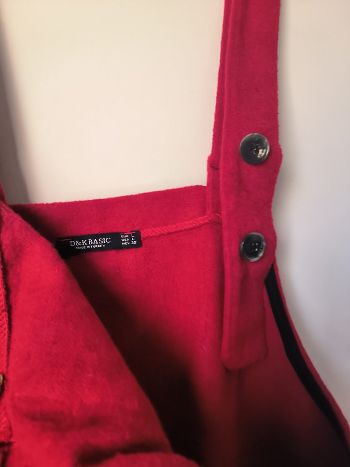 Kırmızı Midi Kısa Tulum/salopet - Görsel 4