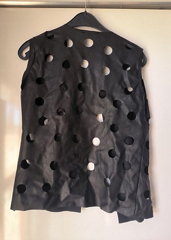 Siyah Deri Kadın Yelek - Görsel 4