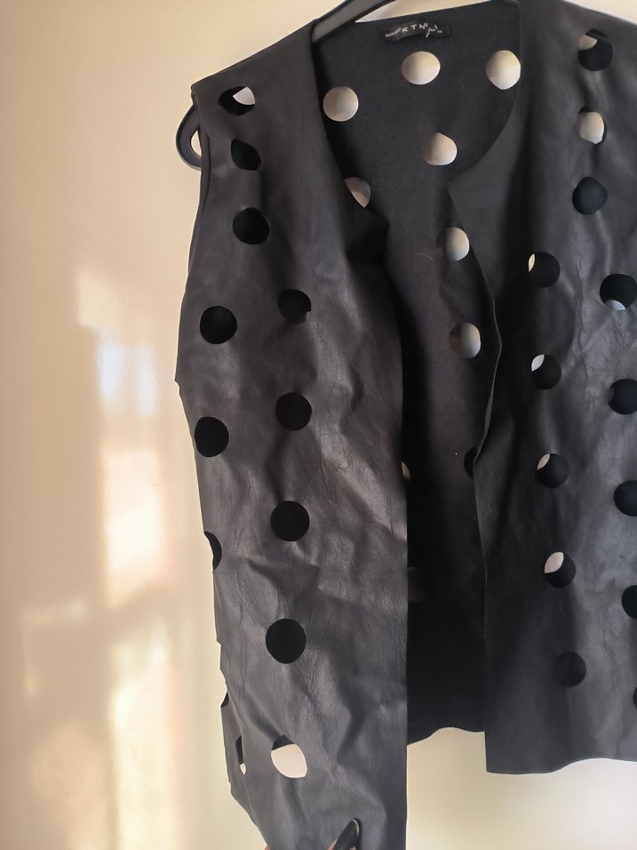 Siyah Deri Kadın Yelek - Görsel 2