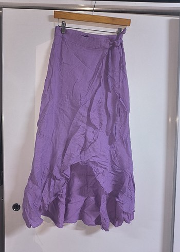 Mor Bohem Uzun Keten Etek - Görsel 3