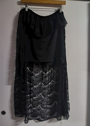 Dantel Detaylı Siyah Gotik Etek - Görsel 3