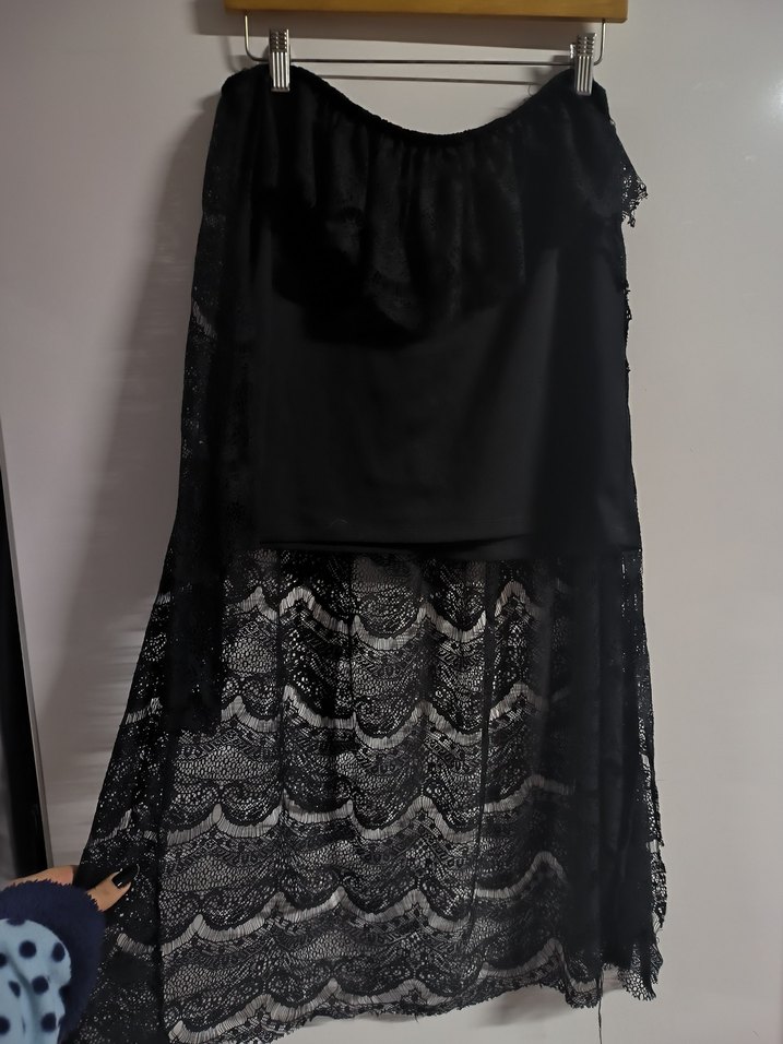 Dantel Detaylı Siyah Gotik Etek - Görsel 2