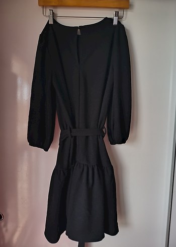 Siyah Kemerli Midi Kadın Elbise - Görsel 7