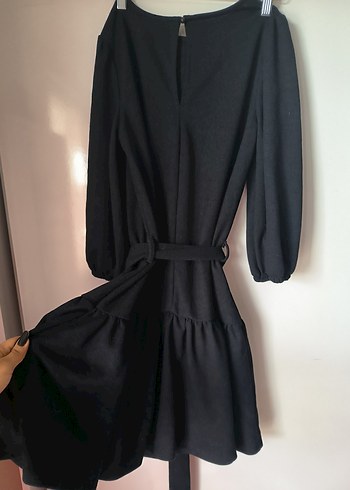 Siyah Kemerli Midi Kadın Elbise - Görsel 5