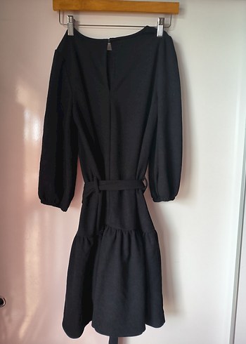 Siyah Kemerli Midi Kadın Elbise - Görsel 6