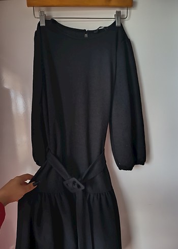 Siyah Kemerli Midi Kadın Elbise - Görsel 2