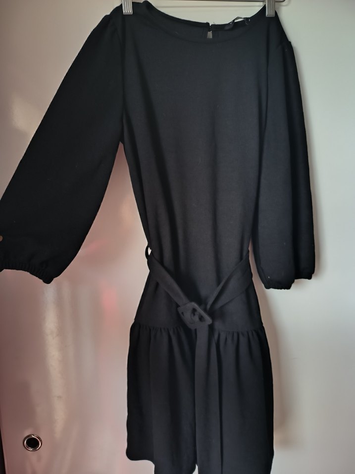 Siyah Kemerli Midi Kadın Elbise - Görsel 3