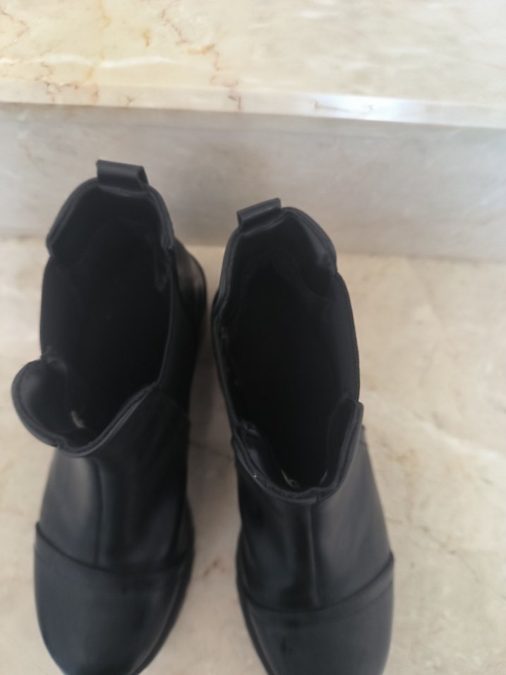 Siyah Gotik Kadın Botları, Tokalı, Kalın Topuklu - Görsel 4