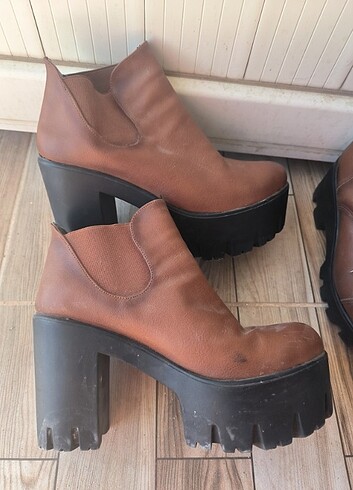 38 Beden Camel rengi topuklu bot