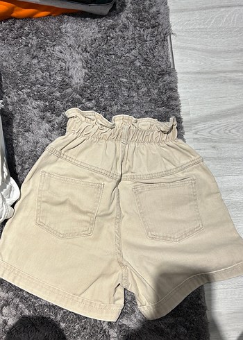 36 Beden Bej Yüksek Bel Mini Kadın Şort