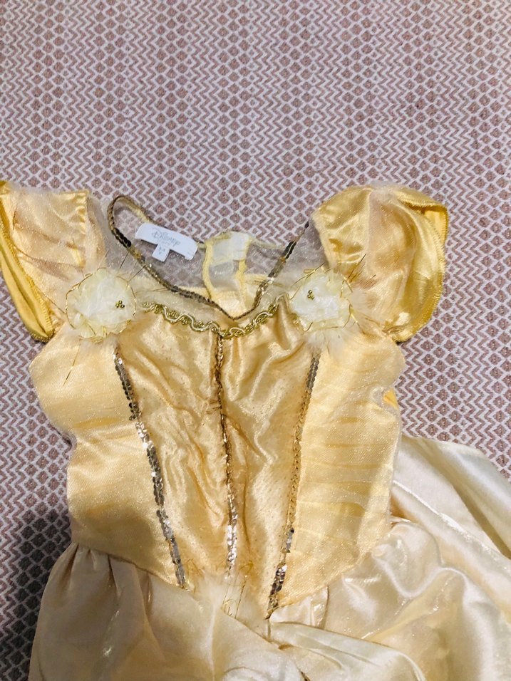 Sarı Nakışlı Drapeli Çocuk Abiye Elbise - Görsel 4