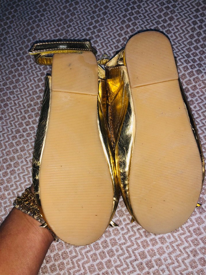 Kız Çocuk Altın Renkli elsa Tokalı kostüm Ayakkabısı - Görsel 3