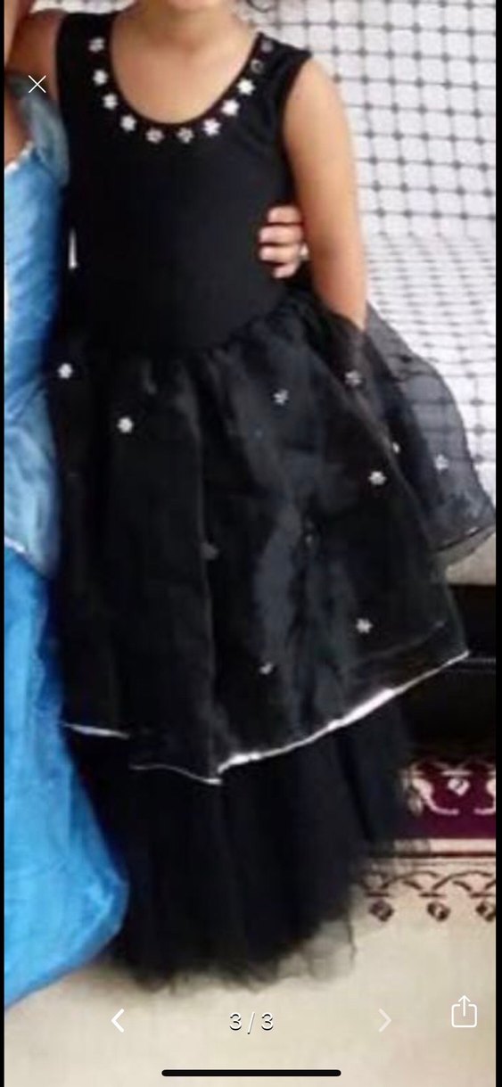 Kız Çocuk Siyah Gotik Fırfırlı Elbise - Görsel 3