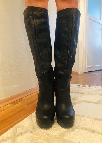 Kadın Siyah Deri çizme - Görsel 7