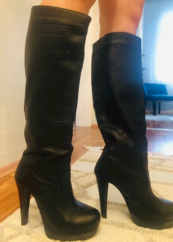 Kadın Siyah Deri çizme - Görsel 8