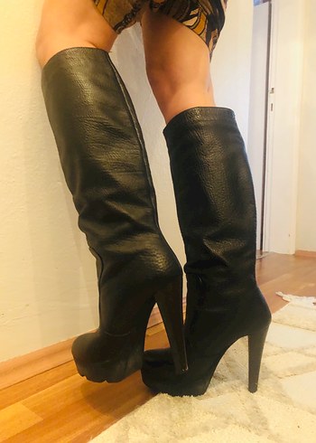 Kadın Siyah Deri çizme - Görsel 9