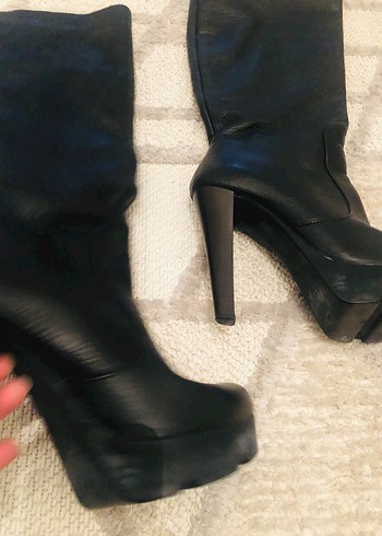 Kadın Siyah Deri çizme - Görsel 4