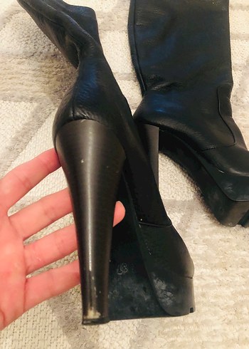 Kadın Siyah Deri çizme - Görsel 3