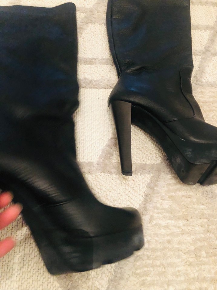 Kadın Siyah Deri çizme - Görsel 4