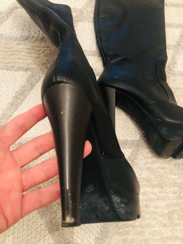 Kadın Siyah Deri çizme - Görsel 3