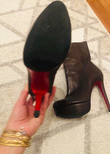 Kahverengi Deri Platform Topuklu Kadın Çizme - Görsel 3