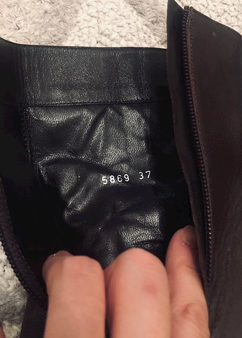 Kahverengi Deri Platform Topuklu Kadın Çizme - Görsel 5