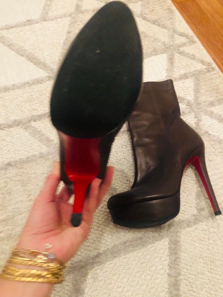 Kahverengi Deri Platform Topuklu Kadın Çizme - Görsel 3