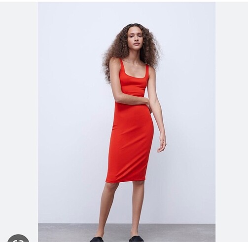 Zara kırmızı triko elbise