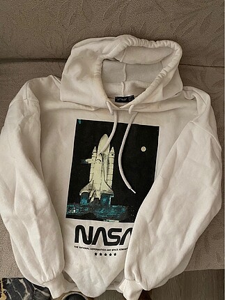NASA desenli sweatshirt beyaz
