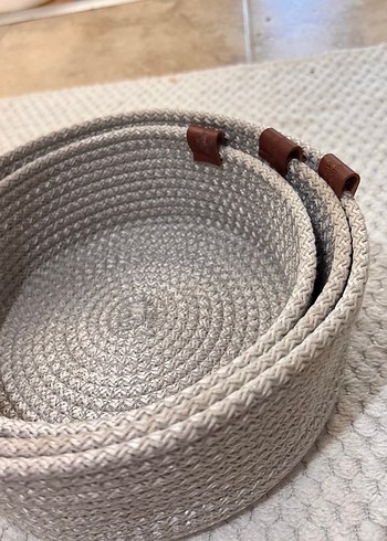 Ikea Gri Örgü Saklama Sepeti Seti