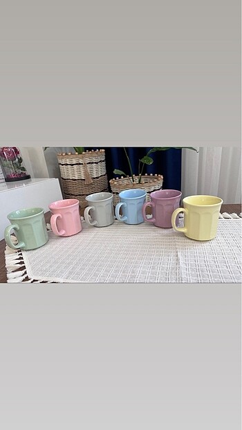 Keramika pastel renk 6 lı kupa