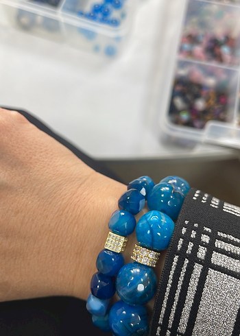 Akik taşı iri boncuk bileklik - Görsel 2