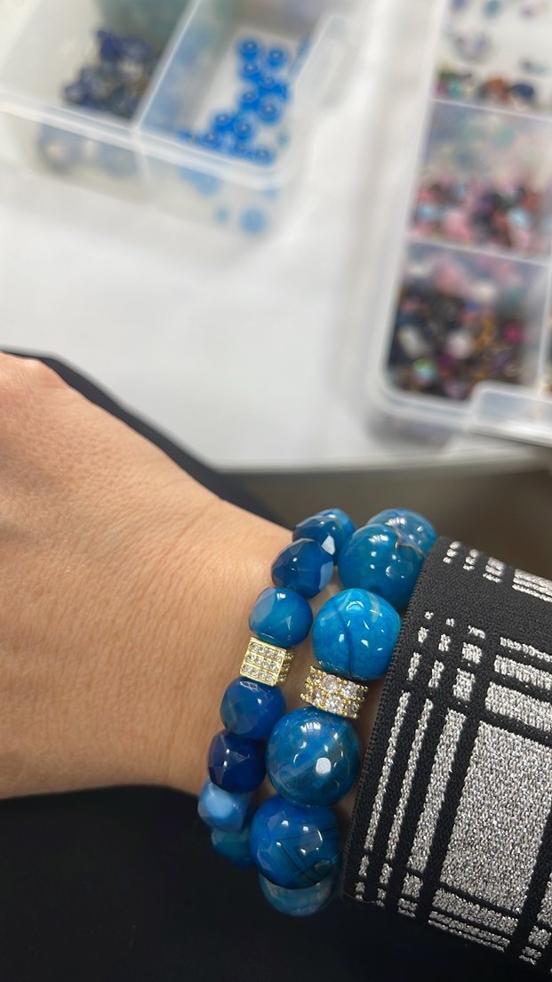 Akik taşı iri boncuk bileklik - Görsel 2