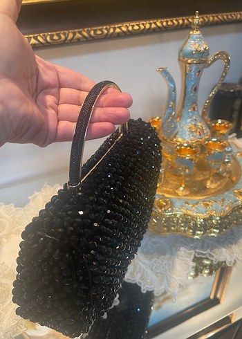 Klasik Siyah Boncuklu Kadın Çanta - Görsel 2