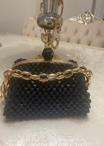 Siyah Boncuklu Zincir Detaylı Kadın Çanta - Görsel 2