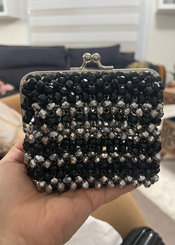 Boncuklu Siyah Kadın cüzdan - Görsel 2