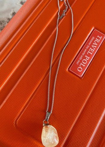 Turuncu Doğal Taşlı Zincir Kolye - Görsel 2