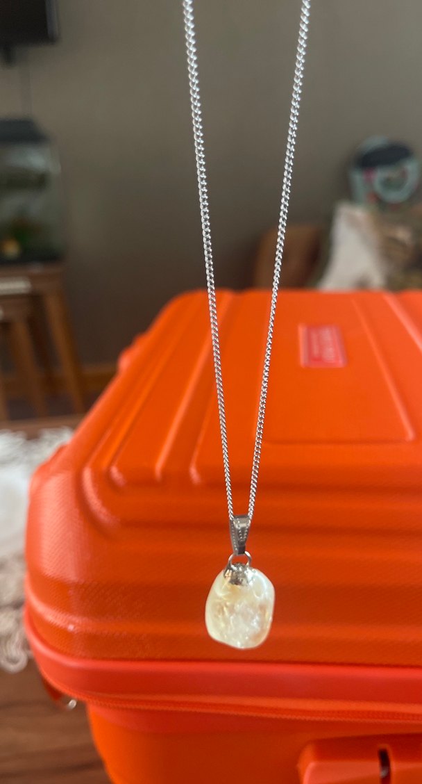 Turuncu Doğal Taşlı Zincir Kolye - Görsel 3