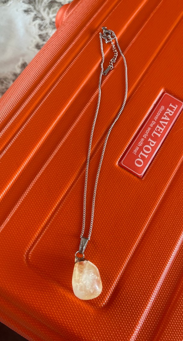 Turuncu Doğal Taşlı Zincir Kolye - Görsel 2