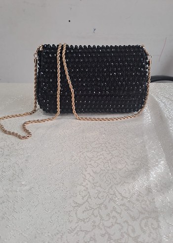 Boncuk İşlemeli Siyah Kadın Çantası - Görsel 2