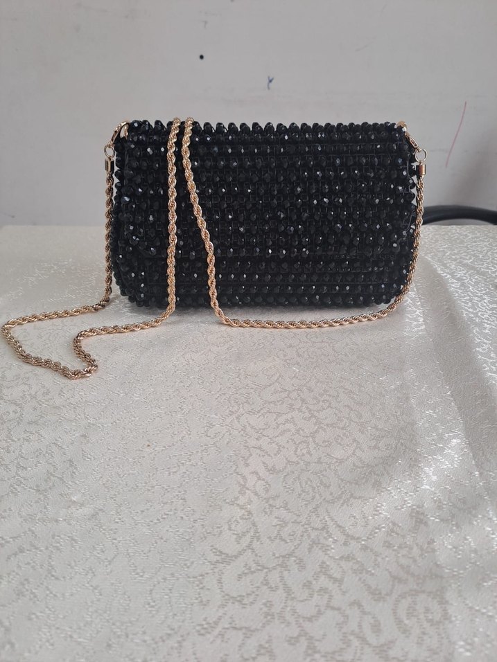 Boncuk İşlemeli Siyah Kadın Çantası - Görsel 2