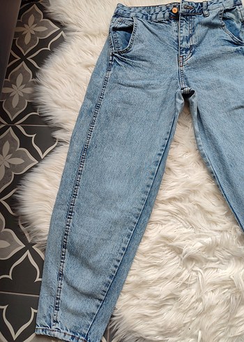 Kadın Mavi Pastel Bol Kesim Midi Jean - Görsel 5