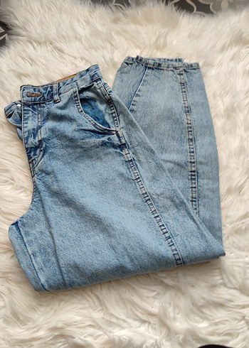 Kadın Mavi Pastel Bol Kesim Midi Jean - Görsel 3