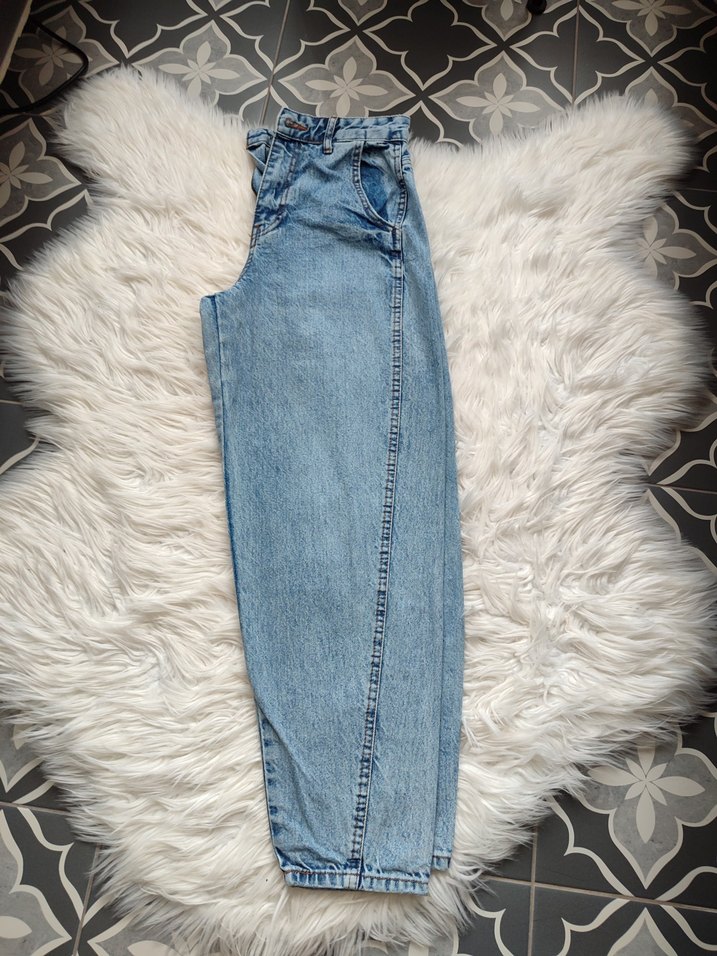 Kadın Mavi Pastel Bol Kesim Midi Jean - Görsel 4