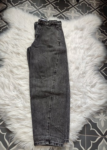 Gri Rahat Kesim Midi Denim Kadın Pantolon - Görsel 3