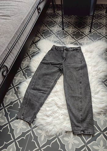 Gri Rahat Kesim Midi Denim Kadın Pantolon - Görsel 4