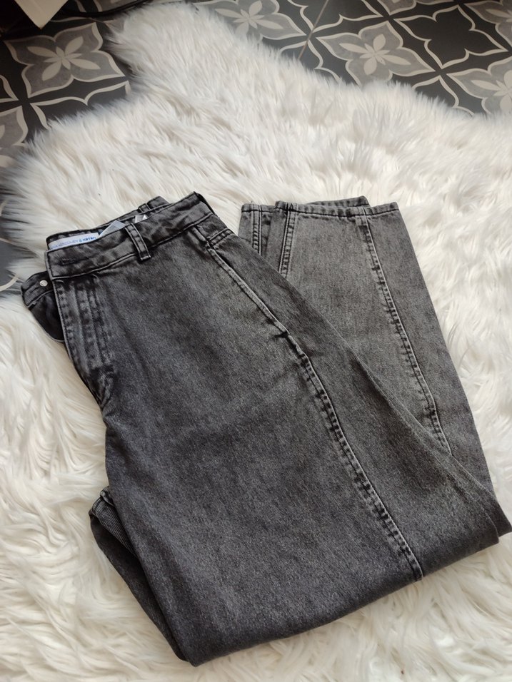 Gri Rahat Kesim Midi Denim Kadın Pantolon - Görsel 2